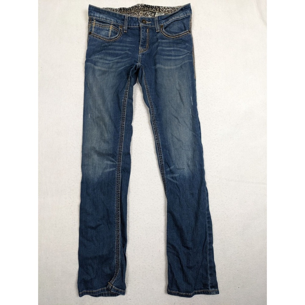Cruel Denim Jeans Abby Size 12 Distressed Embroidered Cotton‎ Blend Blue